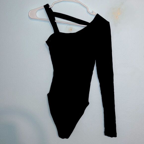 Women’s Topshop Black ribbed one shoulder bodysuit basic everyday going out - Picture 3 of 6